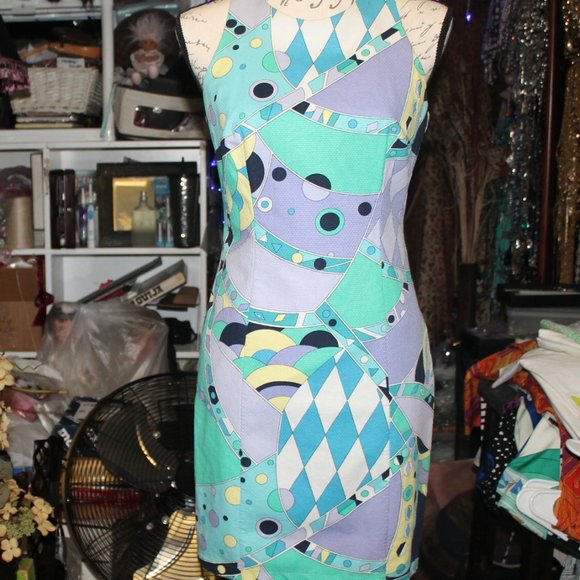 Vintage Very Pucci-Esque Laundry By Shelli Segal Shift Dress Sz 6 S/M - Picture 2 of 10